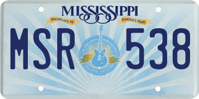 MS license plate MSR538