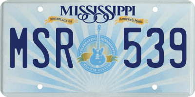 MS license plate MSR539