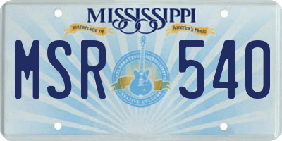 MS license plate MSR540