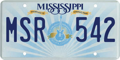 MS license plate MSR542