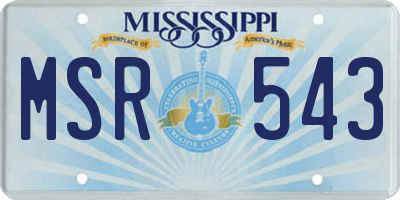 MS license plate MSR543