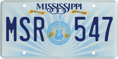 MS license plate MSR547