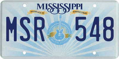 MS license plate MSR548