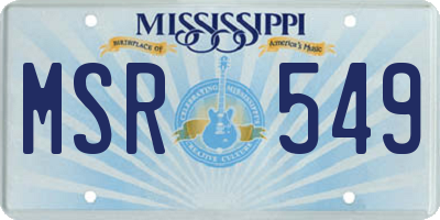 MS license plate MSR549