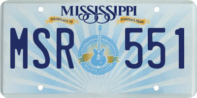 MS license plate MSR551