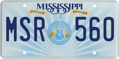 MS license plate MSR560