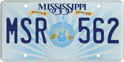 MS license plate MSR562