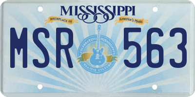 MS license plate MSR563