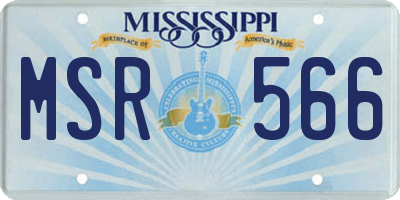 MS license plate MSR566