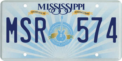 MS license plate MSR574
