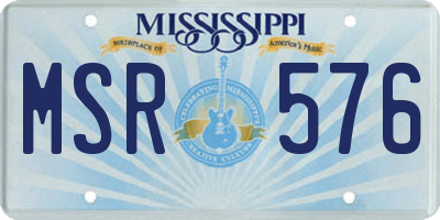 MS license plate MSR576