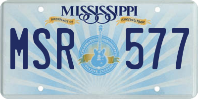 MS license plate MSR577