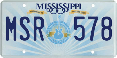 MS license plate MSR578