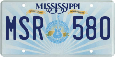MS license plate MSR580