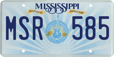 MS license plate MSR585