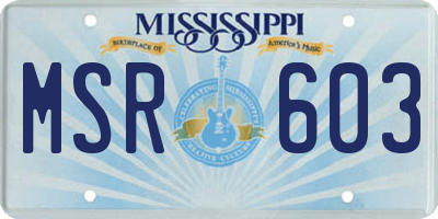MS license plate MSR603