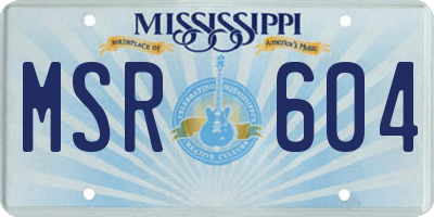 MS license plate MSR604