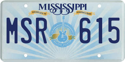 MS license plate MSR615
