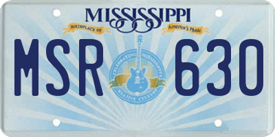 MS license plate MSR630