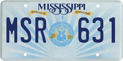 MS license plate MSR631