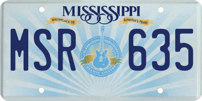 MS license plate MSR635