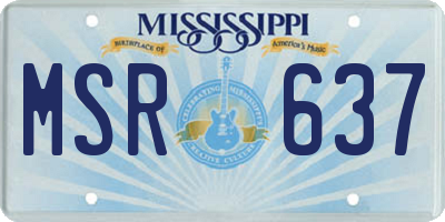 MS license plate MSR637