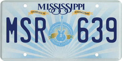 MS license plate MSR639