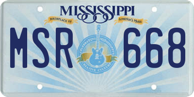 MS license plate MSR668