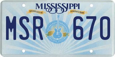 MS license plate MSR670