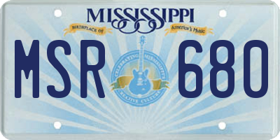 MS license plate MSR680