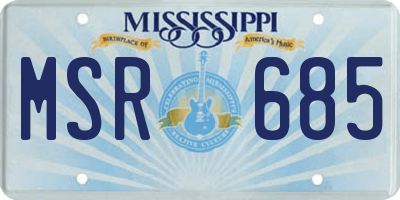 MS license plate MSR685