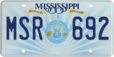 MS license plate MSR692