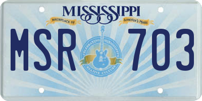 MS license plate MSR703