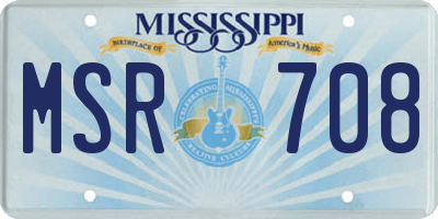 MS license plate MSR708