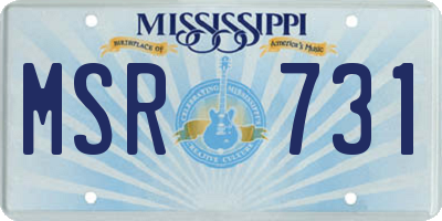 MS license plate MSR731