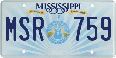 MS license plate MSR759