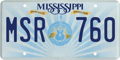 MS license plate MSR760
