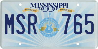 MS license plate MSR765