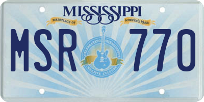 MS license plate MSR770