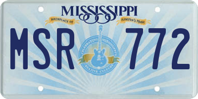 MS license plate MSR772