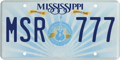 MS license plate MSR777