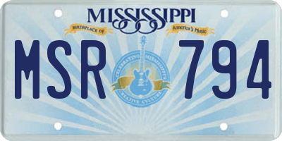 MS license plate MSR794