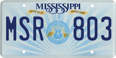 MS license plate MSR803