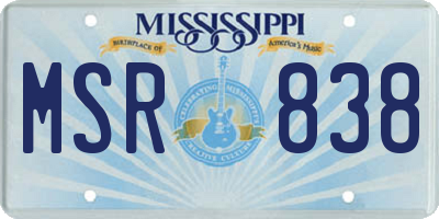 MS license plate MSR838