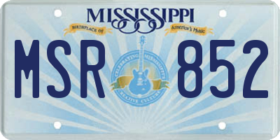 MS license plate MSR852