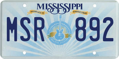 MS license plate MSR892
