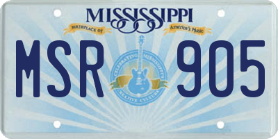 MS license plate MSR905