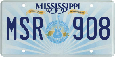 MS license plate MSR908