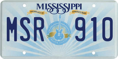 MS license plate MSR910