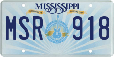 MS license plate MSR918